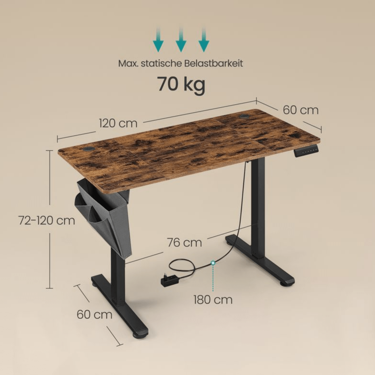 Elektrisch höhenverstellbarer Schreibtisch – Nilo – mit Memory & Kabelmanagement - nestful