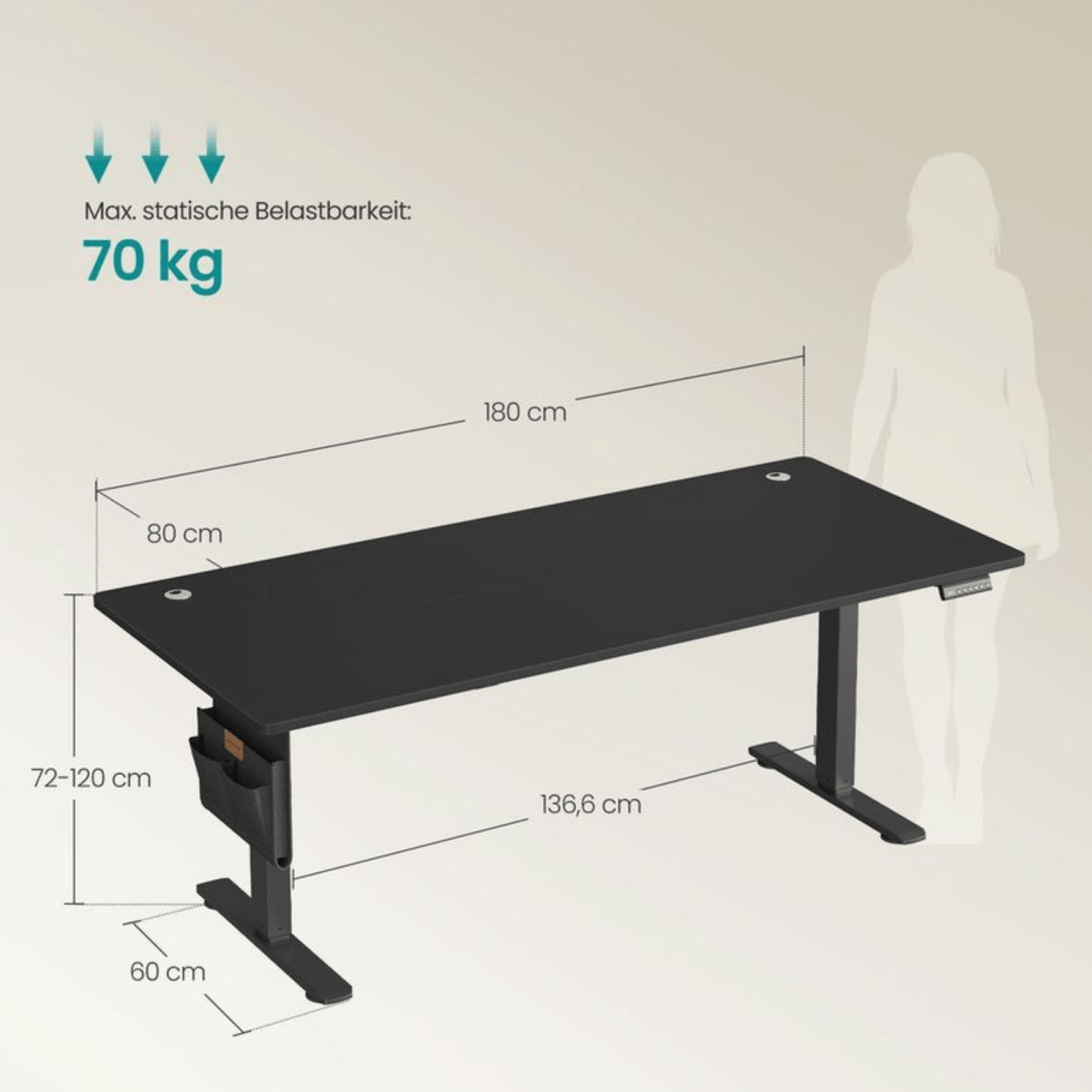 Elektrisch höhenverstellbarer Schreibtisch – Nilo – mit Memory & Kabelmanagement - nestful