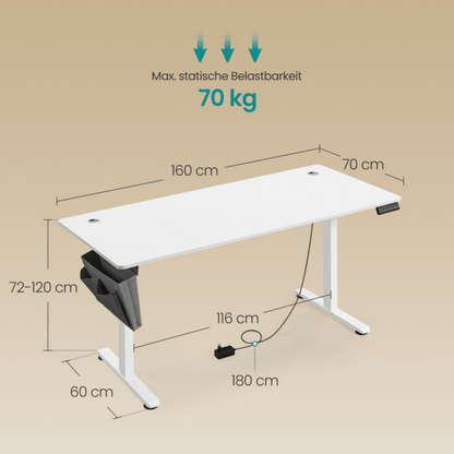 Elektrisch höhenverstellbarer Schreibtisch – Nilo – mit Memory & Kabelmanagement - nestful