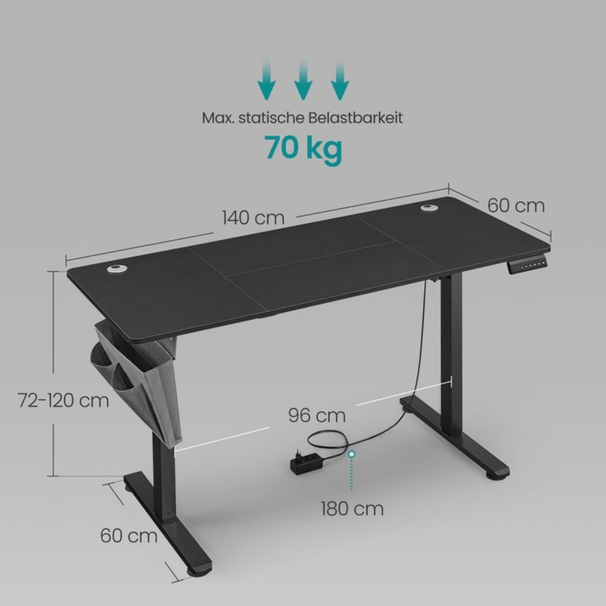Elektrisch höhenverstellbarer Schreibtisch – Nilo – mit Memory & Kabelmanagement - nestful