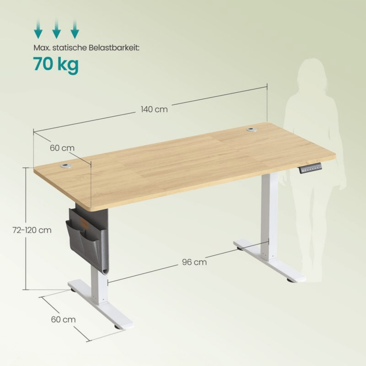 Elektrisch höhenverstellbarer Schreibtisch – Nilo – mit Memory & Kabelmanagement - nestful