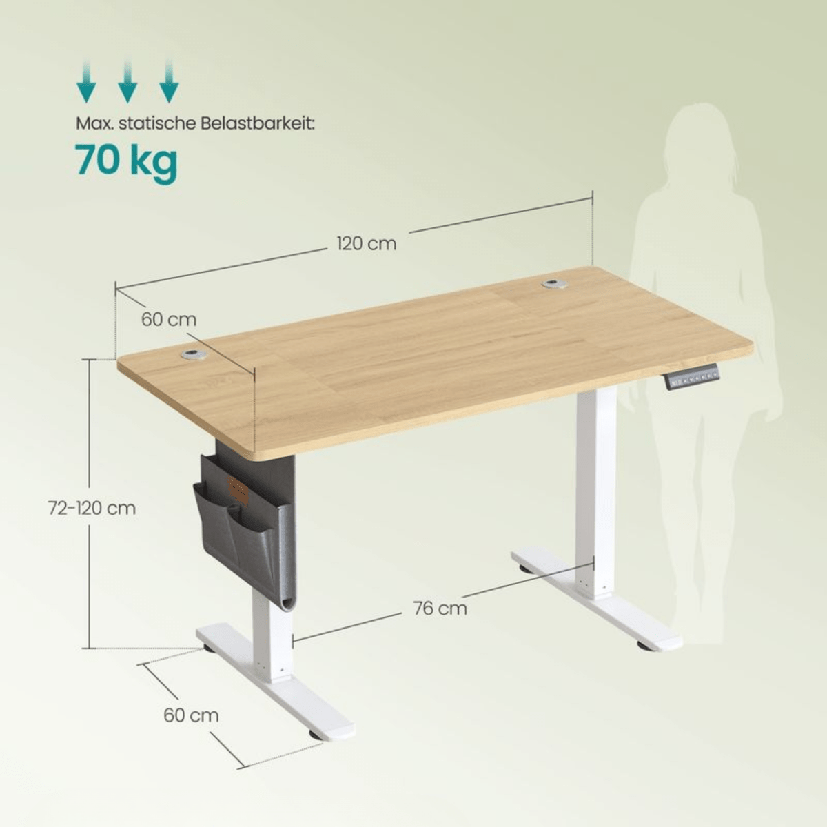 Elektrisch höhenverstellbarer Schreibtisch – Nilo – mit Memory & Kabelmanagement - nestful