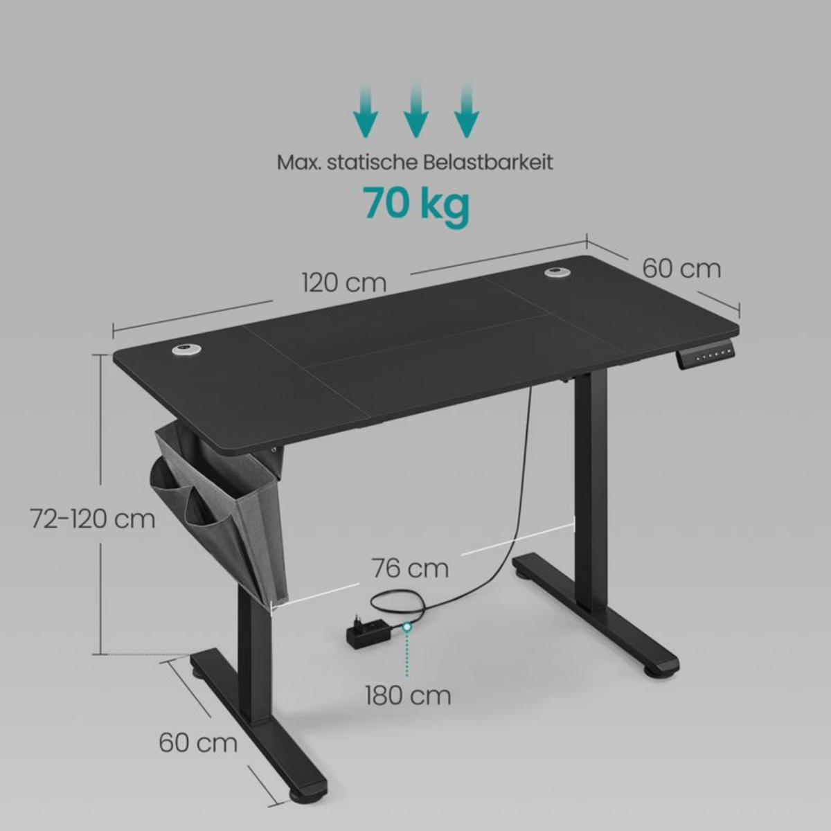 Elektrisch höhenverstellbarer Schreibtisch – Nilo – mit Memory & Kabelmanagement - nestful