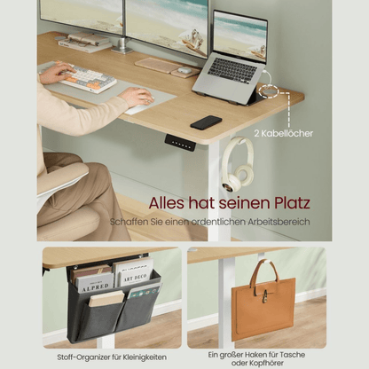 Elektrisch höhenverstellbarer Schreibtisch – Nilo – mit Memory & Kabelmanagement - nestful