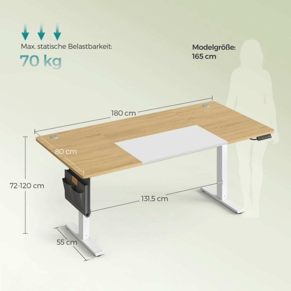 Elektrisch höhenverstellbarer Schreibtisch – Nilo – mit Memory & Kabelmanagement - nestful