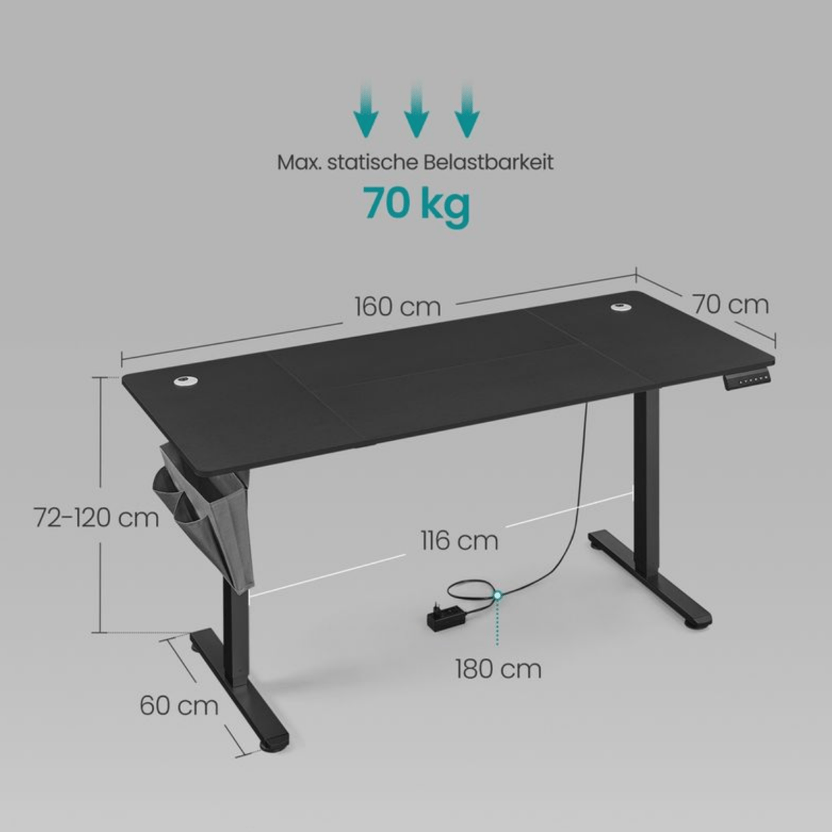 Elektrisch höhenverstellbarer Schreibtisch – Nilo – mit Memory & Kabelmanagement - nestful
