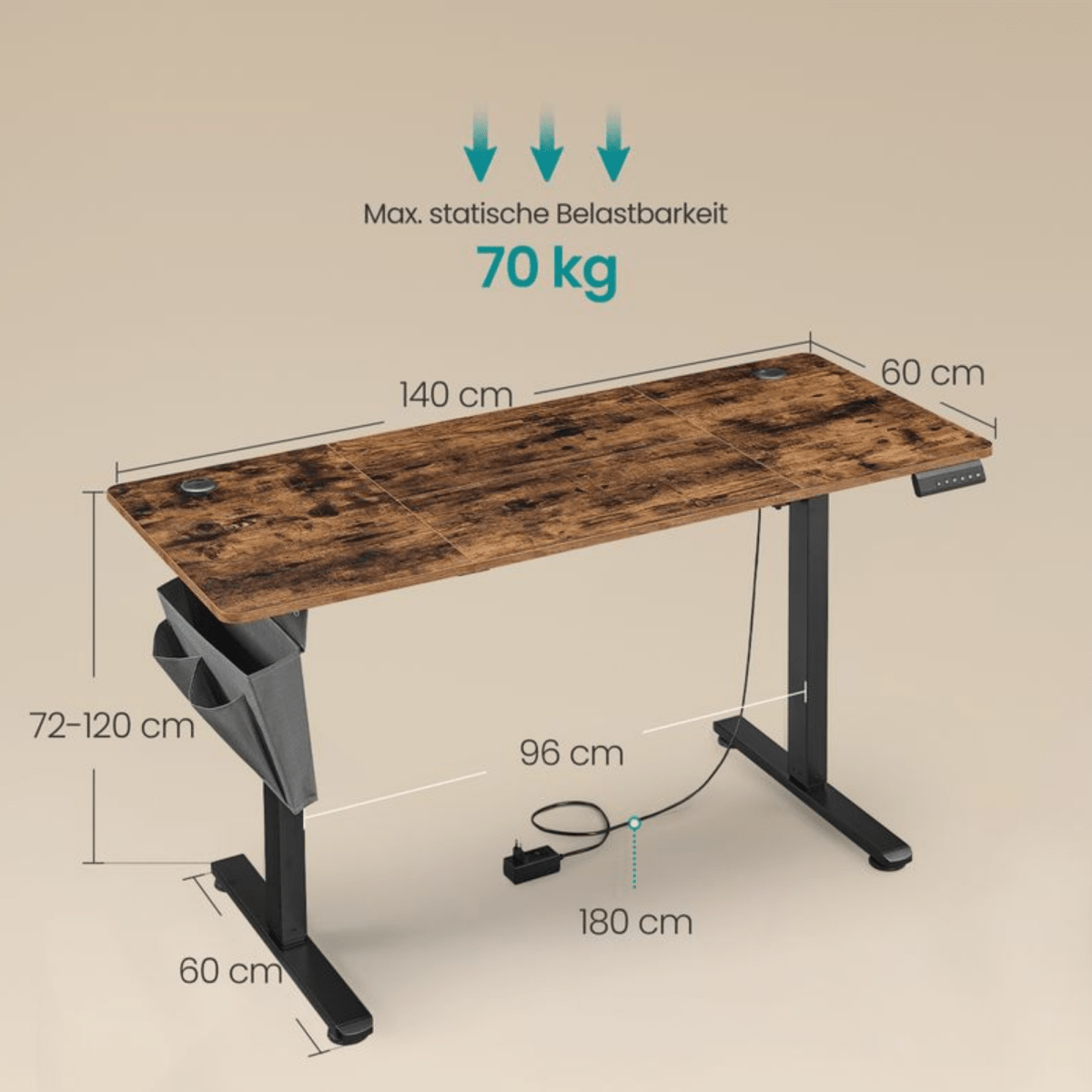 Elektrisch höhenverstellbarer Schreibtisch – Nilo – mit Memory & Kabelmanagement - nestful