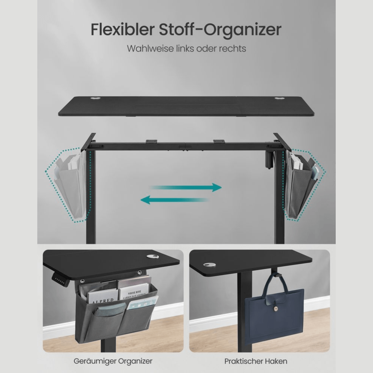 Elektrisch höhenverstellbarer Schreibtisch – Nilo – mit Memory & Kabelmanagement - nestful