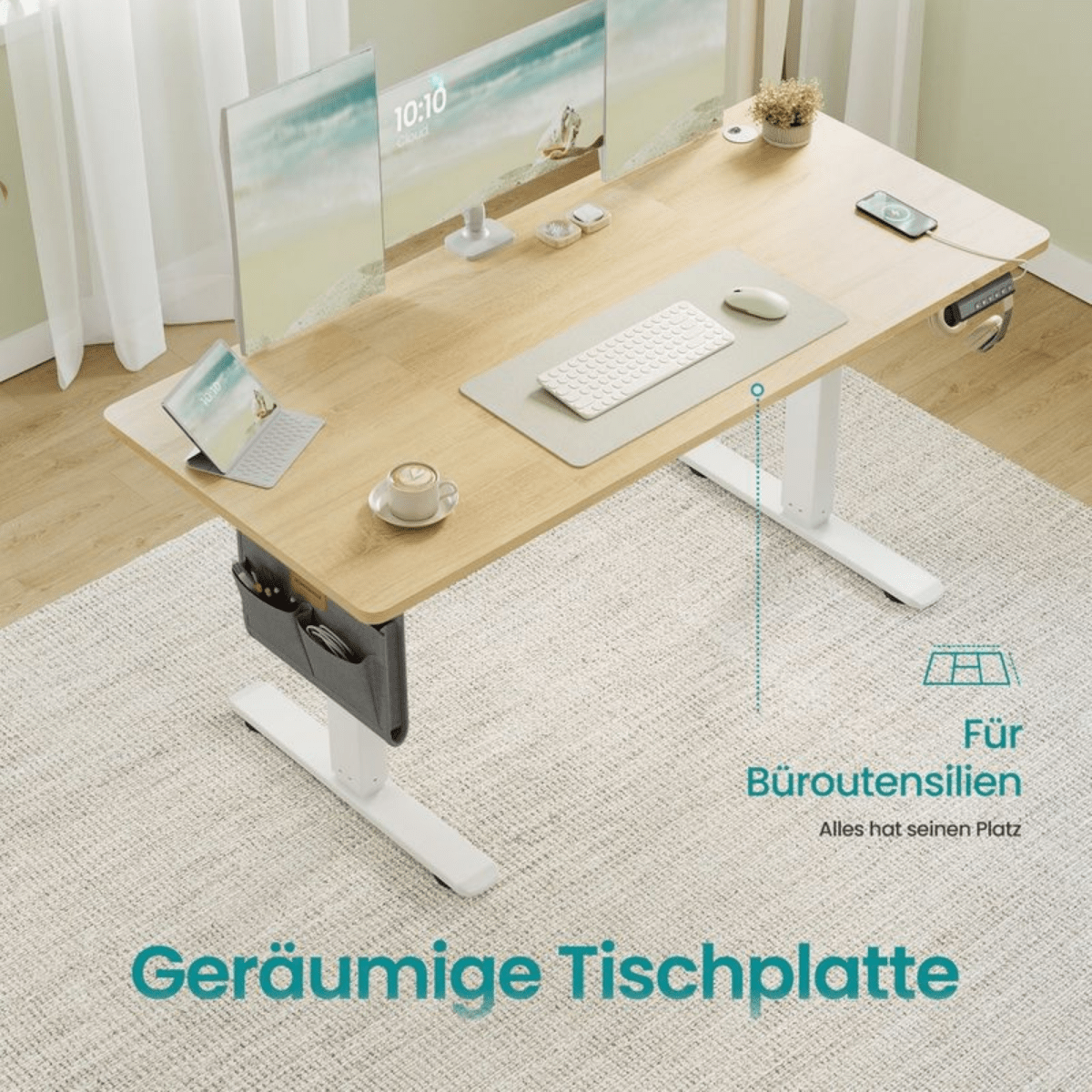 Elektrisch höhenverstellbarer Schreibtisch – Nilo – mit Memory & Kabelmanagement - nestful