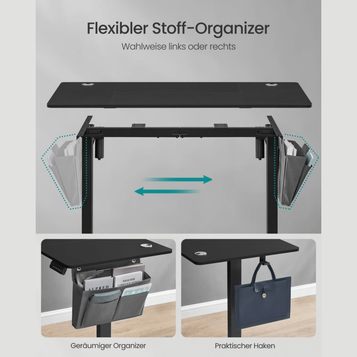 Elektrisch höhenverstellbarer Schreibtisch – Nilo – mit Memory & Kabelmanagement - nestful