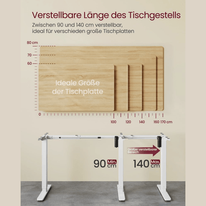 Elektrisches Schreibtischgestell höhenverstellbar 90–140 cm – Arvo – Memory & Rollen - nestful