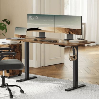 Elektrisches Schreibtischgestell höhenverstellbar 90–140 cm – Arvo – Memory & Rollen - nestful