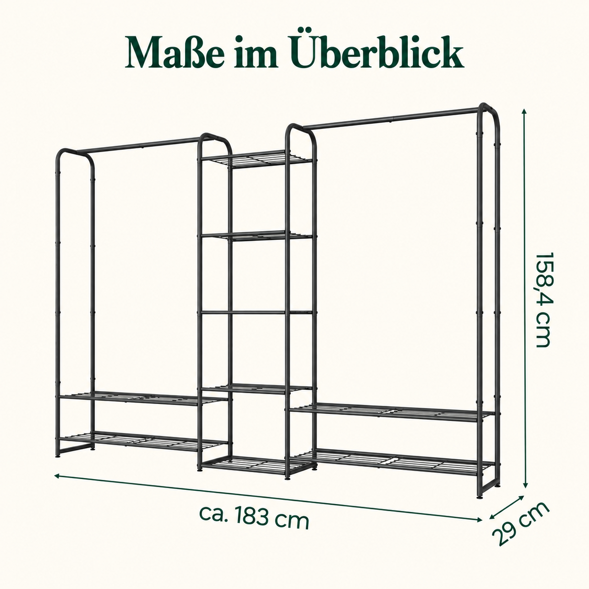 Enno – Mattschwarz – 183 cm – Maße