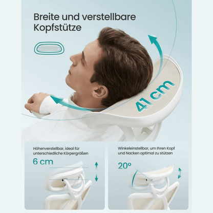 Ergonomischer Bürostuhl – Arvo – verstellbar bis 150 kg mit Kopfstütze & Lendenstütze - nestful