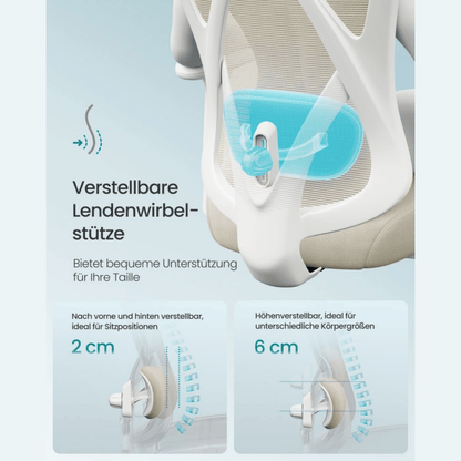 Ergonomischer Bürostuhl – Arvo – verstellbar bis 150 kg mit Kopfstütze & Lendenstütze - nestful