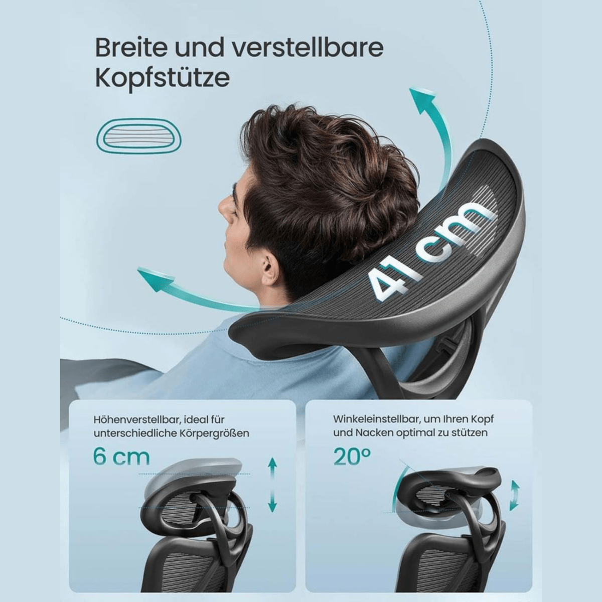 Ergonomischer Bürostuhl – Arvo – verstellbar bis 150 kg mit Kopfstütze & Lendenstütze - nestful
