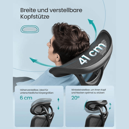 Ergonomischer Bürostuhl – Arvo – verstellbar bis 150 kg mit Kopfstütze & Lendenstütze - nestful