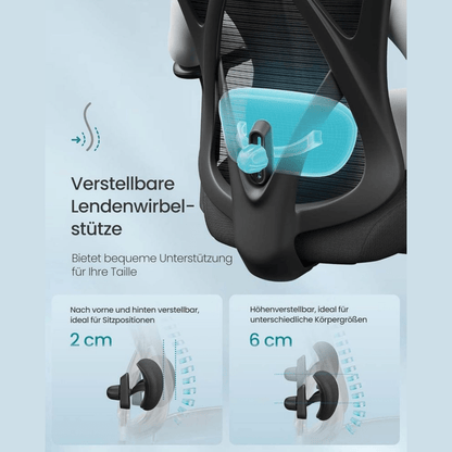 Ergonomischer Bürostuhl – Arvo – verstellbar bis 150 kg mit Kopfstütze & Lendenstütze - nestful