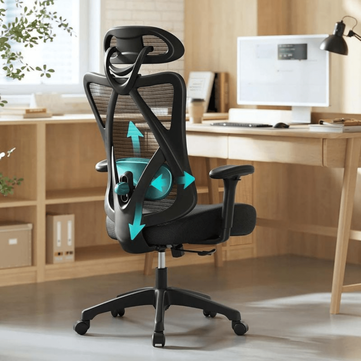 Ergonomischer Bürostuhl – Arvo – verstellbar bis 150 kg mit Kopfstütze & Lendenstütze - nestful