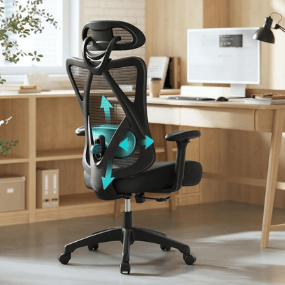 Ergonomischer Bürostuhl – Arvo – verstellbar bis 150 kg mit Kopfstütze & Lendenstütze - nestful