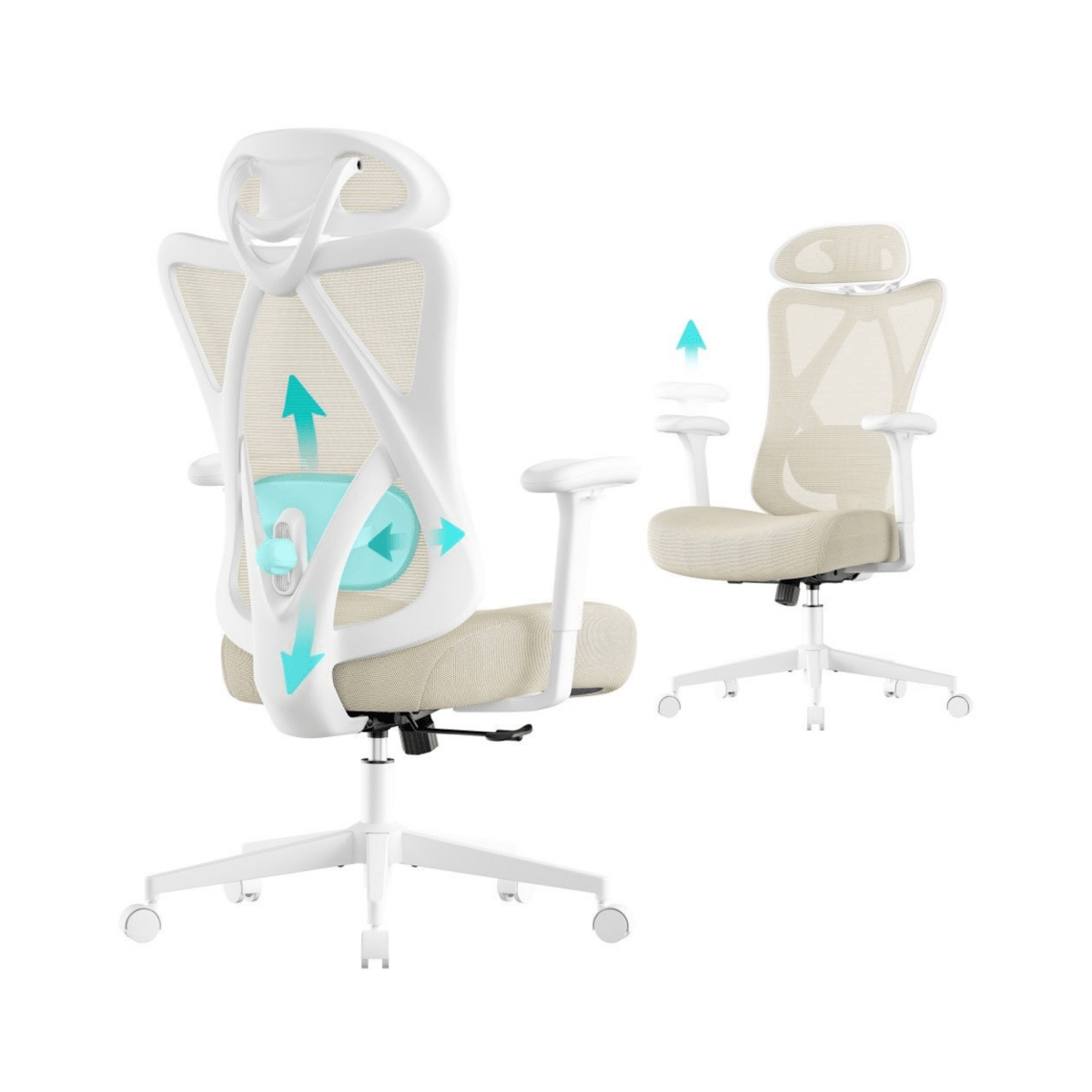 Ergonomischer Bürostuhl – Arvo – verstellbar bis 150 kg mit Kopfstütze & Lendenstütze - nestful