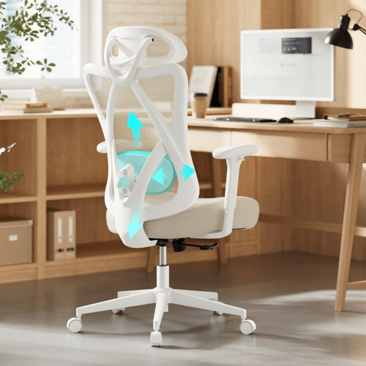 Ergonomischer Bürostuhl – Arvo – verstellbar bis 150 kg mit Kopfstütze & Lendenstütze - nestful