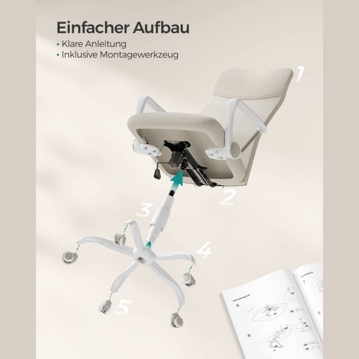 Ergonomischer Bürostuhl – Niro – höhenverstellbar mit Wippfunktion - nestful