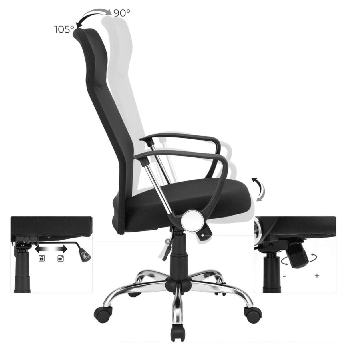 Ergonomischer Bürostuhl – Niro – höhenverstellbar mit Wippfunktion - nestful