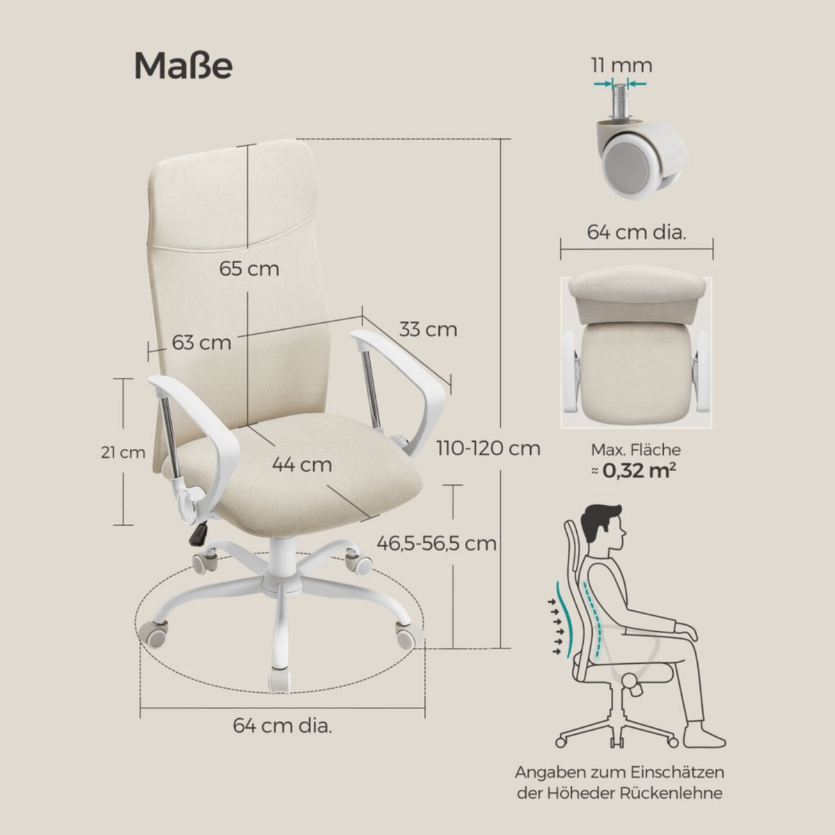 Ergonomischer Bürostuhl – Niro – höhenverstellbar mit Wippfunktion - nestful