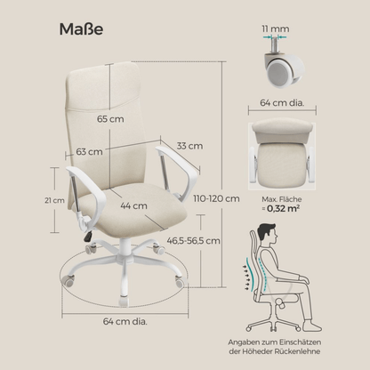 Ergonomischer Bürostuhl – Niro – höhenverstellbar mit Wippfunktion - nestful