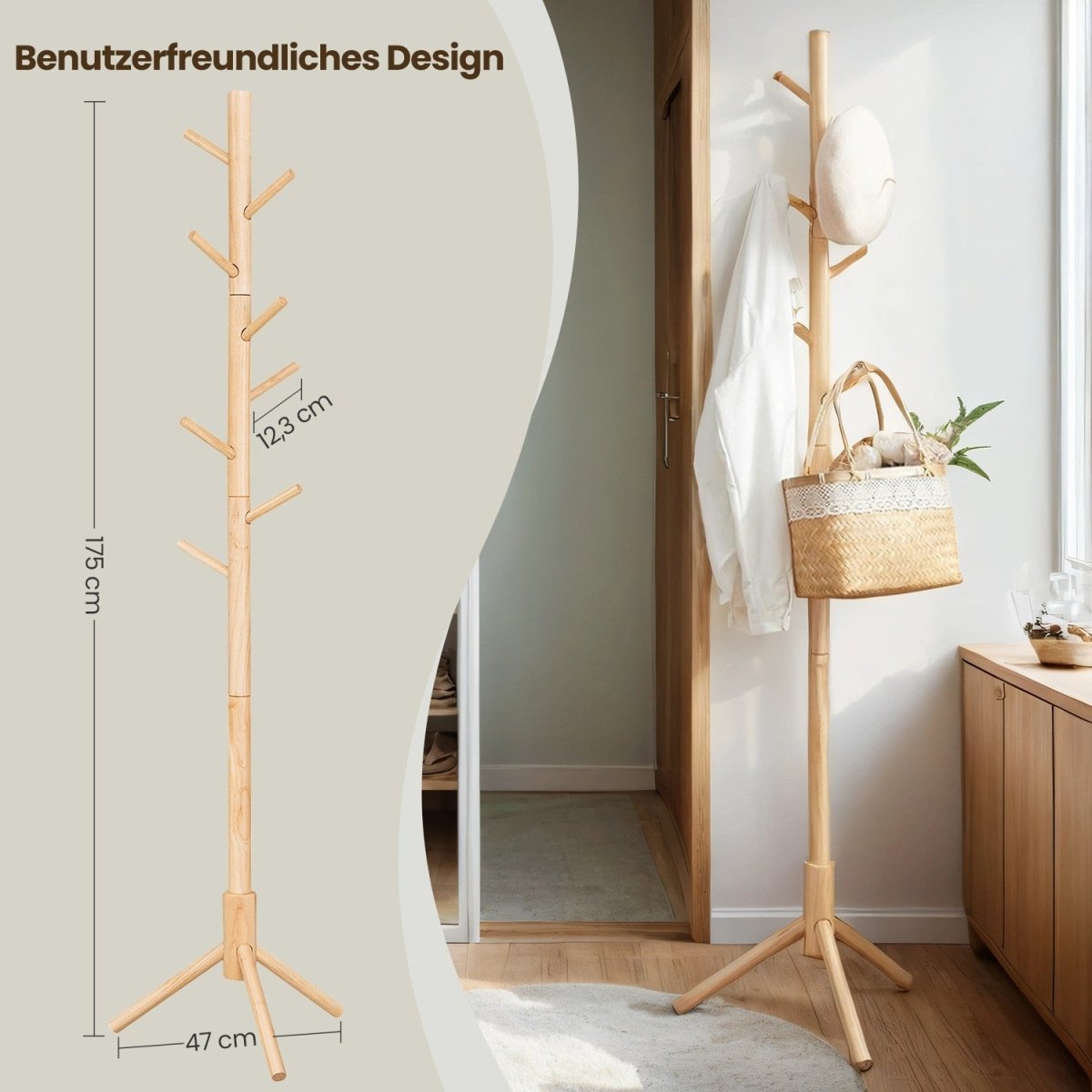 Garderobenständer – Arian – in Baumform aus Massivholz - nestful