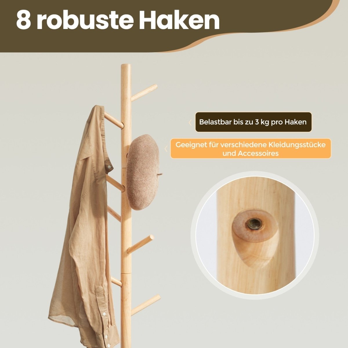 Garderobenständer – Arian – in Baumform aus Massivholz - nestful