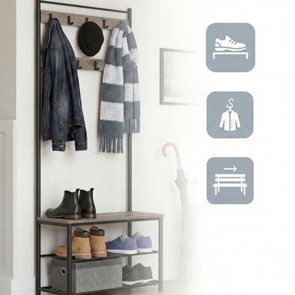 Garderobenständer – Bennet – mit Sitzbank & Schuhablagen – 70 cm - nestful