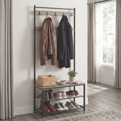 Garderobenständer – Bennet – mit Sitzbank & Schuhablagen – 70 cm - nestful