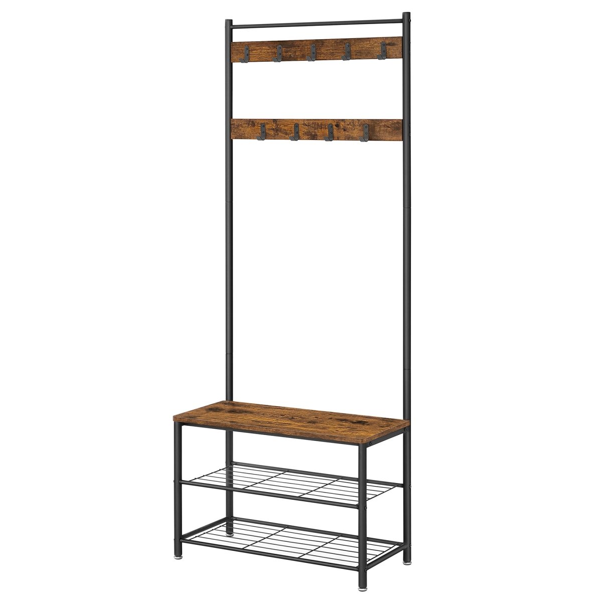 Garderobenständer – Bennet – mit Sitzbank & Schuhablagen – 70 cm - nestful