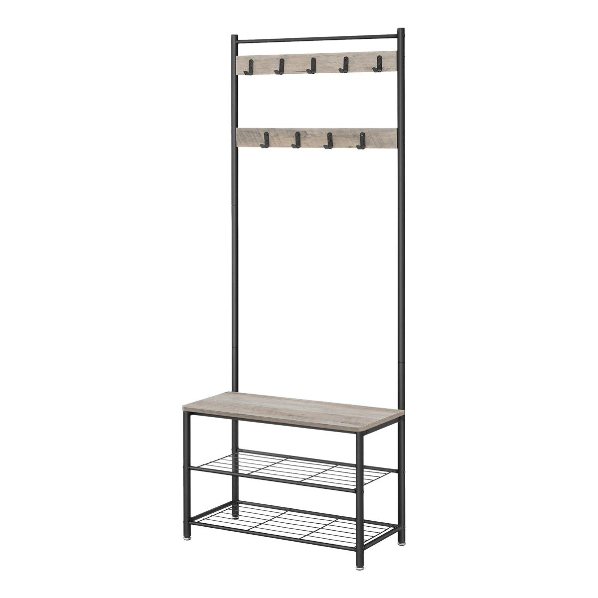 Garderobenständer – Bennet – mit Sitzbank & Schuhablagen – 70 cm - nestful