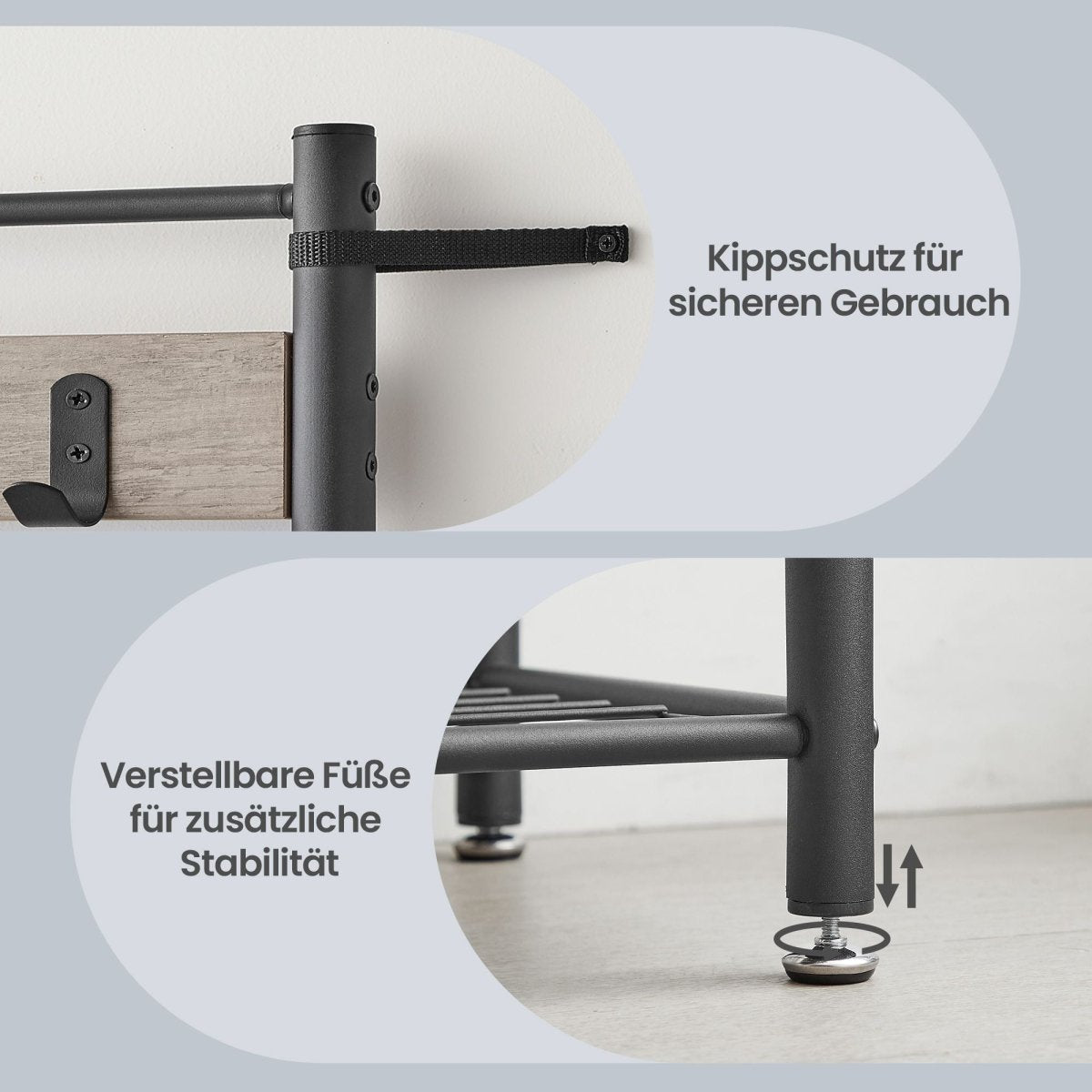 Garderobenständer – Bennet – mit Sitzbank & Schuhablagen – 70 cm - nestful