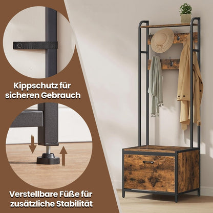 Garderobenständer – Bjarne – mit kompaktem Schuhschrank & Sitzbank - nestful