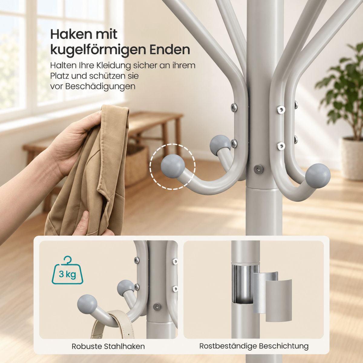 Garderobenständer – Bosse – aus Metall mit 16 Haken - nestful