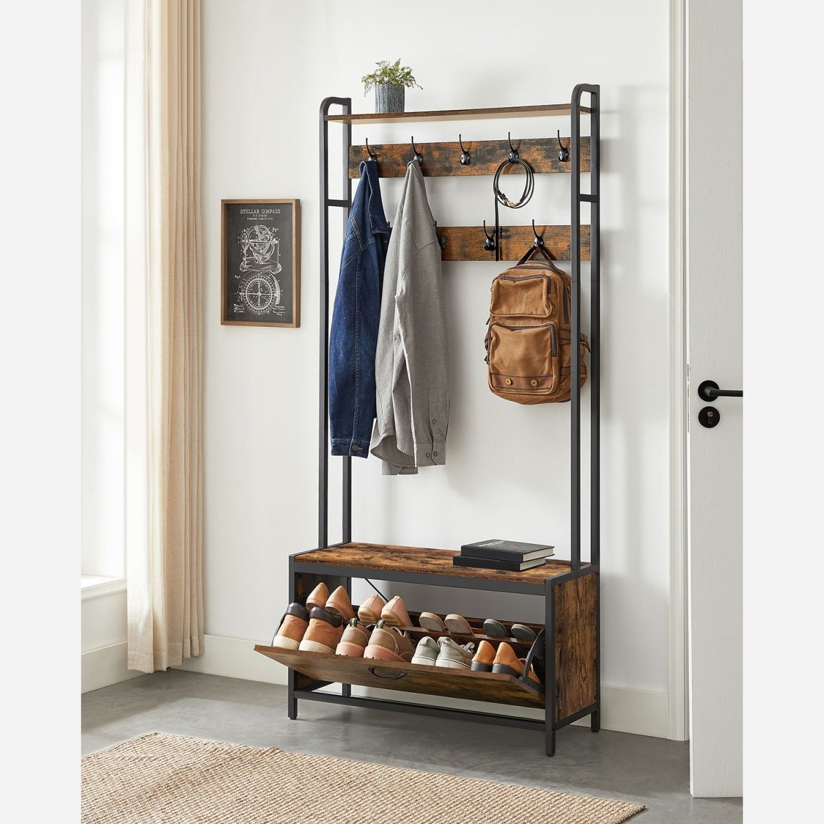 Garderobenständer – Emil – mit Schuhschrank & Sitzbank - nestful