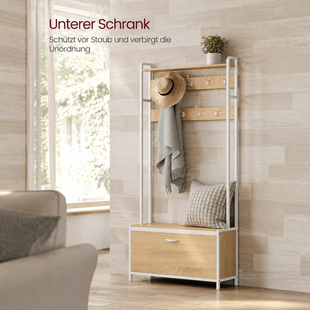 Garderobenständer – Emil – mit Schuhschrank & Sitzbank - nestful