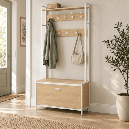 Garderobenständer – Emil – mit Schuhschrank & Sitzbank - nestful