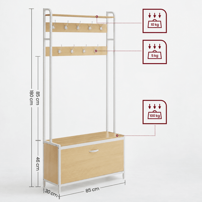 Garderobenständer – Emil – mit Schuhschrank & Sitzbank - nestful