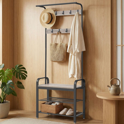 Garderobenständer – Erik – mit Schuhbank & Haken – 72 cm - nestful