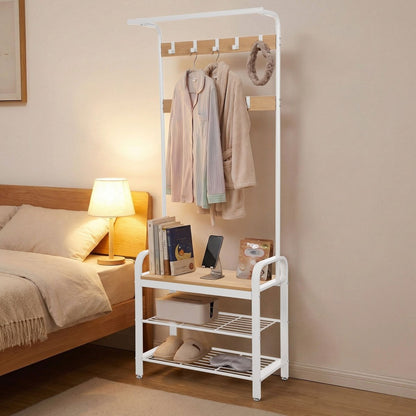 Garderobenständer – Erik – mit Schuhbank & Haken – 72 cm - nestful