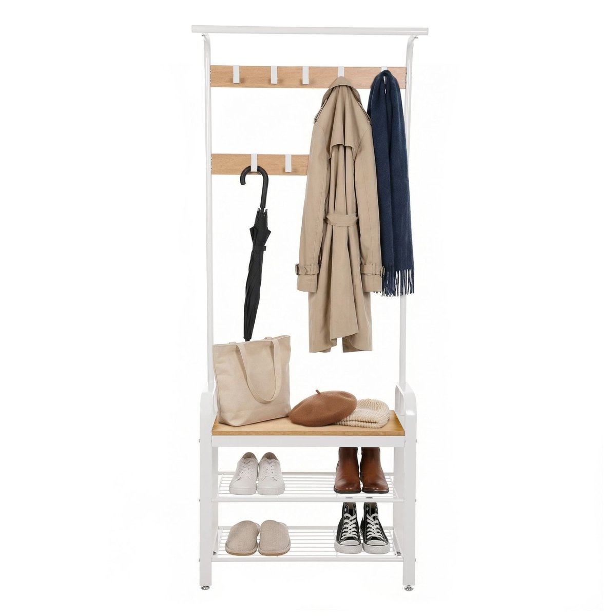 Garderobenständer – Erik – mit Schuhbank & Haken – 72 cm - nestful