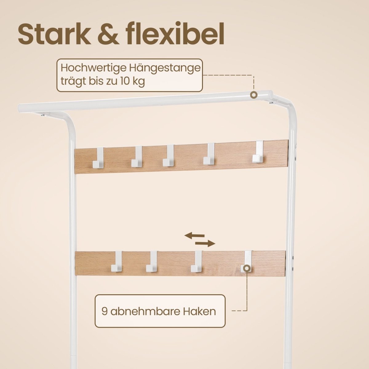 Garderobenständer – Erik – mit Schuhbank & Haken – 72 cm - nestful
