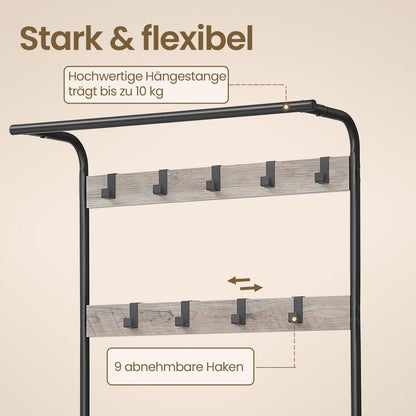 Garderobenständer – Erik – mit Schuhbank & Haken – 72 cm - nestful
