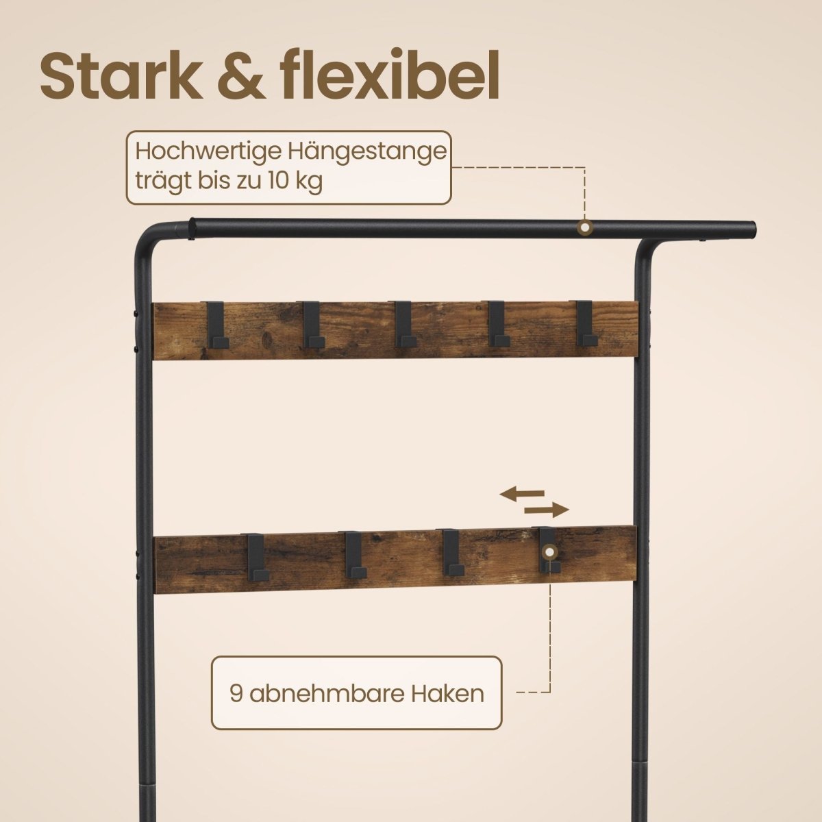 Garderobenständer – Erik – mit Schuhbank & Haken – 72 cm - nestful