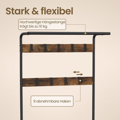 Garderobenständer – Erik – mit Schuhbank & Haken – 72 cm - nestful
